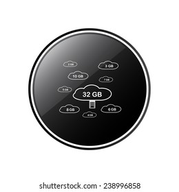 collection of cloud storage round black glossy button for the site, vector, EPS 10