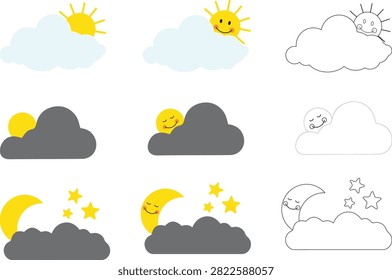 A collection of cloud type illustrations featuring a variety of cloud formations commonly seen in nature and weather forecasting. This set includes realistic and simplified cloud shapes suitable for educational materials, meteorology, climate presentations, infographics, maps, websites, mobile apps, and graphic design projects. Clean vector-style illustrations make it easy to communicate weather concepts and atmospheric conditions.