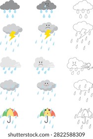 A collection of cloud type illustrations featuring a variety of cloud formations commonly seen in nature and weather forecasting. This set includes realistic and simplified cloud shapes suitable for educational materials, meteorology, climate presentations, infographics, maps, websites, mobile apps, and graphic design projects. Clean vector-style illustrations make it easy to communicate weather concepts and atmospheric conditions.