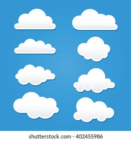 Collection of clouds in different shape and sizes, vector stock
