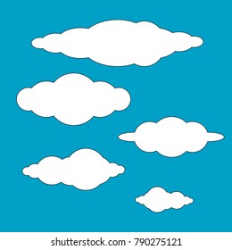 collection of clouds icon design vector isolated on blue background