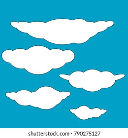collection of clouds icon design vector isolated on blue background