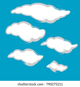 collection of clouds icon design vector isolated on blue background