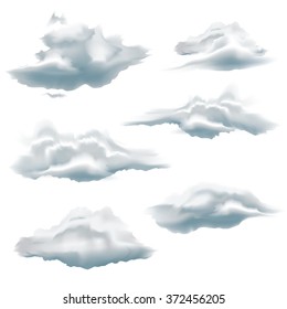 Collection of Clouds Illustration on White Background