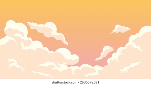collection of clouds on an orange sky background