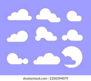 Collection of clouds of various shapes