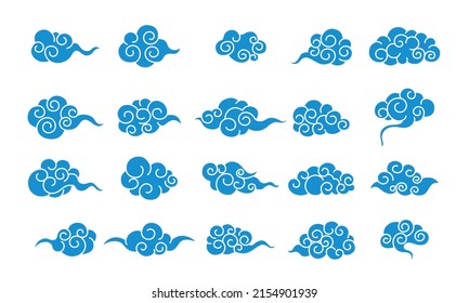 Collection clouds vector in the Chinese style set