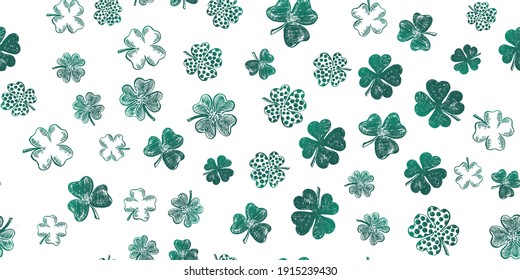 Collection of Clover, Patrick's day. Hand-drawn style. Vector illustration.