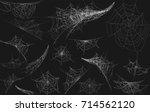 Collection of Cobweb, isolated on black, transparent background. Spiderweb for Halloween design. Spider web elements,spooky, scary, horror halloween decor. Hand drawn silhouette, vector illustration
