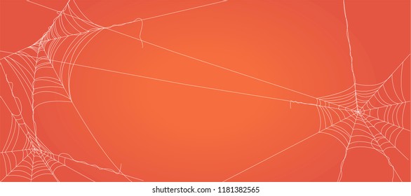 Collection of Cobweb, isolated on orange background. Spiderweb for Halloween design. Halloween decor. Vector illustration