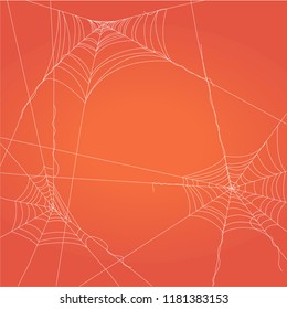 Collection of Cobweb, isolated on orange background. Spiderweb for Halloween design. Halloween decor. Vector illustration