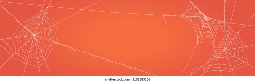 Collection of Cobweb, isolated on orange background. Spiderweb for Halloween design. Halloween decor. Vector illustration