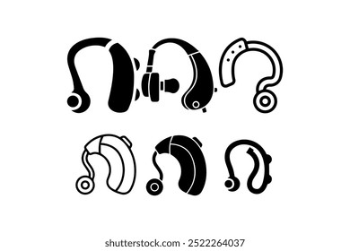 Collection of cochlear implant and hearing aid icons. Vector illustration design.