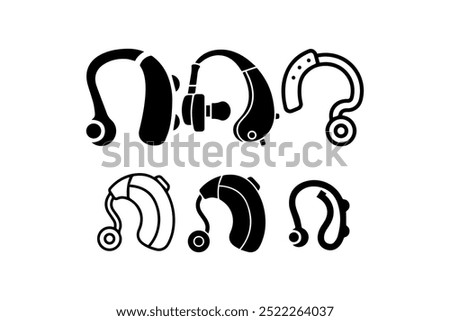 Collection of cochlear implant and hearing aid icons. Vector illustration design.