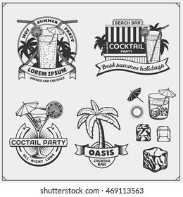 Collection of cocktails emblems, labels and design elements. 