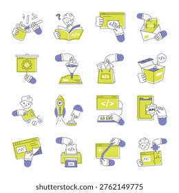Collection of Coding Hand Drawn Icons 

