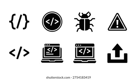 Collection of coding symbols and icons