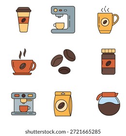Collection of Coffe icon Vector illustration