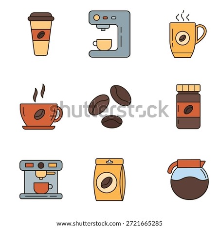 Collection of Coffe icon Vector illustration