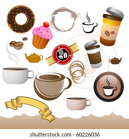 A collection of Coffee and Cafe icons and elements.