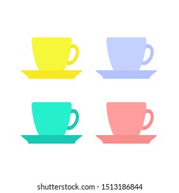 Collection of coffee cup icons in different colors. Vector illustration isolated on white background