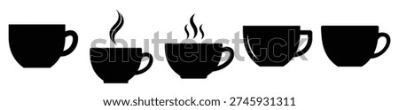 Collection of coffee cup silhouette icon vector set for logo