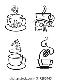 collection of coffee cup with steam