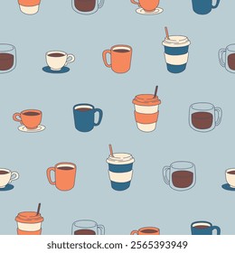 Collection of Coffee Cup Vector Seamless Pattern illustration Design