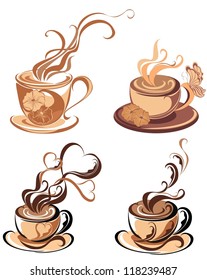 Collection coffee cups  isolated on a white