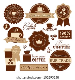 A collection of coffee design elements in retro style.