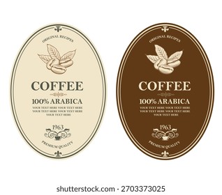 Kollektion von Kaffeetiketten einzeln auf weißem Hintergrund