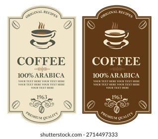 colección de etiquetas de café aisladas sobre fondo blanco