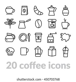 collection of coffee line icons