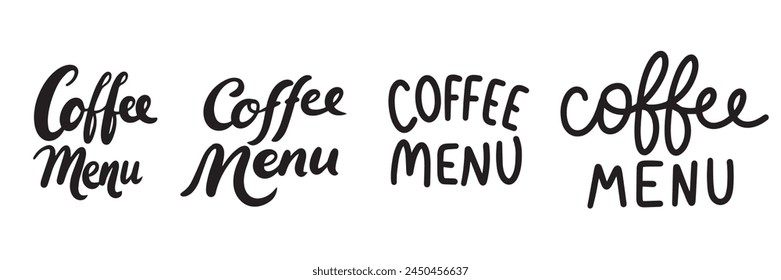 Collection of Coffee menu text icons. Hand drawn vector art.