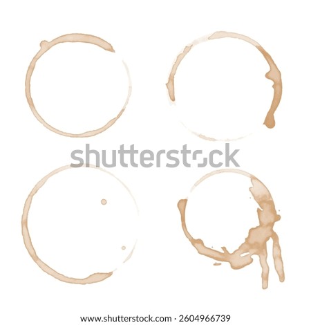Collection Coffee Stain, Isolated On White Background, Vector Illustration
