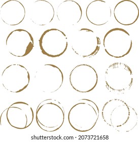 Collection of coffee stains isolated vector. Dirty cup stamp.