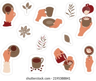 Collection coffee stickers and