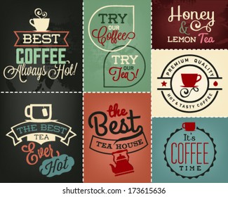 Collection of Coffee and Tea Design Elements in Vintage Style