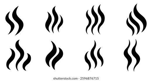Collection of Coffee Tea Soup Smoke Fume Logo Element vector on white background