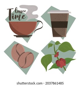 collection of coffee time icons