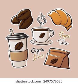 Collection Coffee Vibes Illustration for Decoration and Sticker