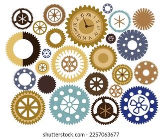 Collection of cogwheels and gears