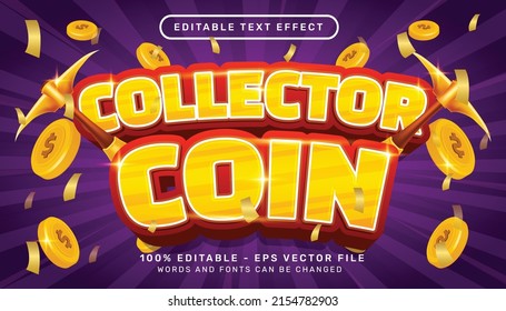 collection coin 3d text effect and editable text effect with coin illustration