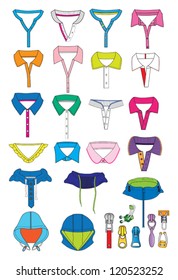  collection of collars ,hoods and zippers