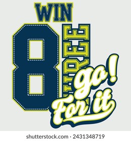 collection of collegiate or varsity style designs, with patches and numbers alluding to sports, cities, number of players, and student mascots, urban touches and modern and attractive colors.