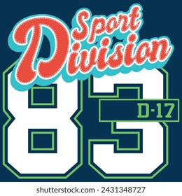 collection of collegiate or varsity style designs, with patches and numbers alluding to sports, cities, number of players, and student mascots, urban touches and modern and attractive colors.