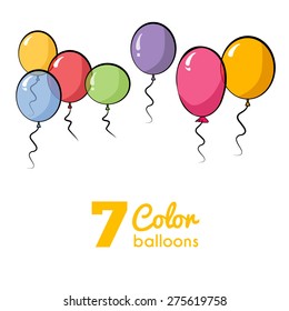 Collection of color balloons. Background with multicolored balloons. Vector 10 EPS. Transparent
