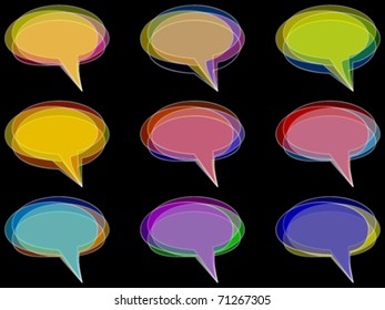 Collection of color bubbles isolated on black
