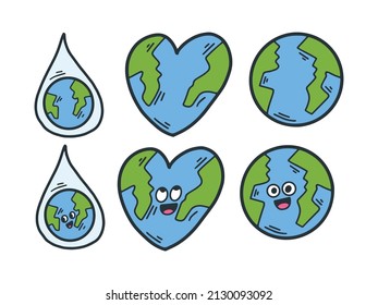 Collection Color Doodle Illustration of Planet Earth