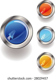 Collection of color glossy buttons. Vector illustration